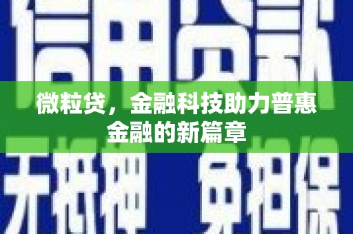 分宜微粒贷，金融科技助力普惠金融的新篇章