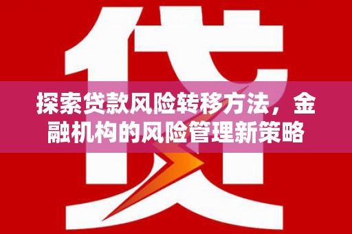 分宜探索贷款风险转移方法，金融机构的风险管理新策略