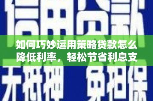 分宜如何巧妙运用策略贷款怎么降低利率，轻松节省利息支出