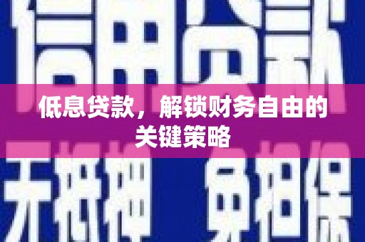 分宜低息贷款，解锁财务自由的关键策略