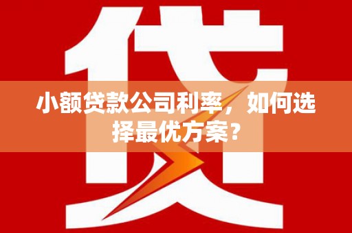 分宜小额贷款公司利率，如何选择最优方案？