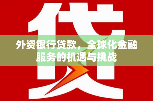分宜外资银行贷款，全球化金融服务的机遇与挑战