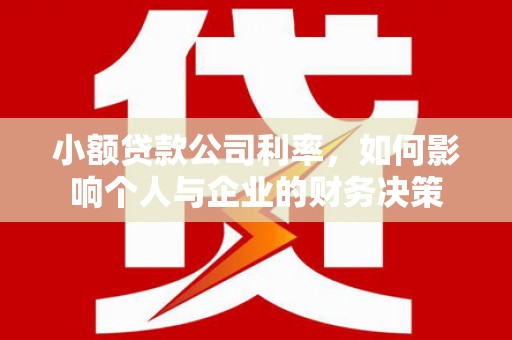 分宜小额贷款公司利率，如何影响个人与企业的财务决策