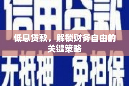 分宜低息贷款，解锁财务自由的关键策略