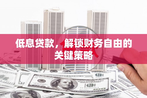 分宜低息贷款，解锁财务自由的关键策略
