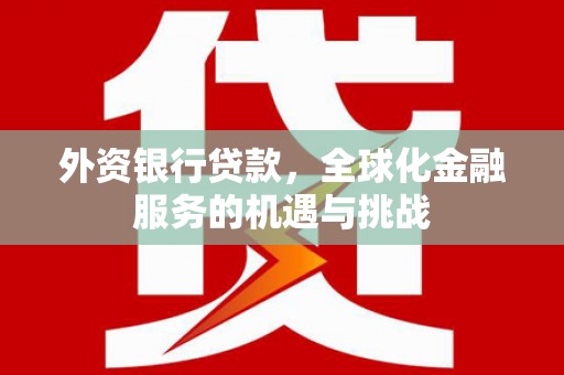 分宜外资银行贷款，全球化金融服务的机遇与挑战